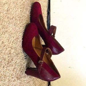 Burgundy leather heels